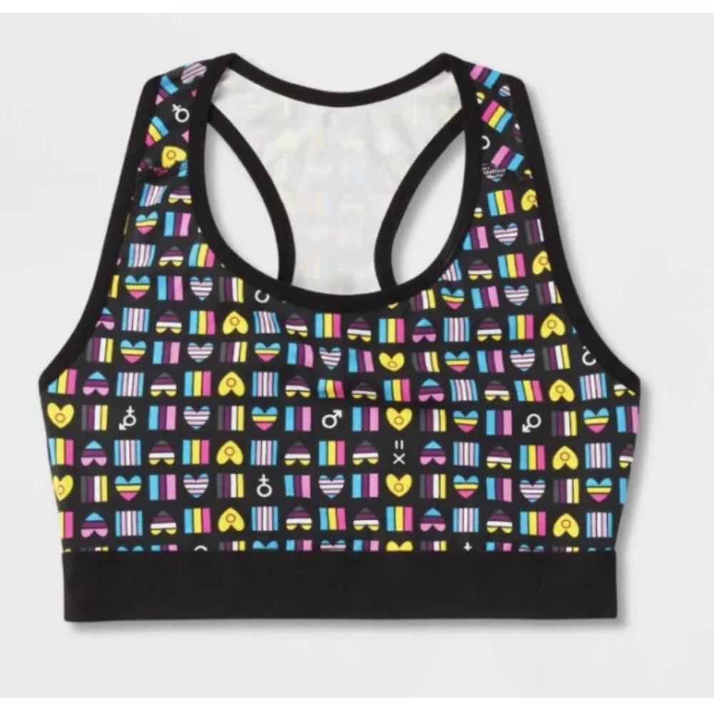 NEW TomboyX TAKE PRIDE Racerback SPORTS Bra LGBTQIA 🌈 RAINBOW GAY FLAG TOP
